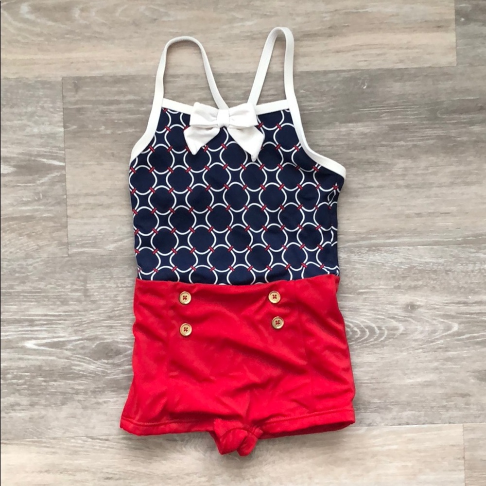 Janie and Jack navy and red swimsuit sz 18-24 mo